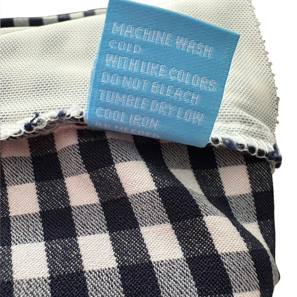 J. McLaughlin Hyana Pants Navy Ivory Gingham Straight Leg Stretch size 12 - Picture 8 of 9